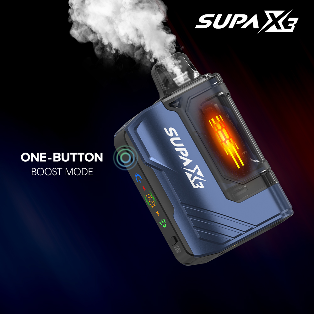 SUPA X3 — предварительно заполненный контейнер на 25 тыс. затяжек — переменная мощность — режим ускорения одной кнопкой — возможность многоразового использования капсулы