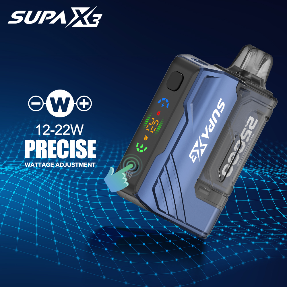 SUPA X3 — предварительно заполненный контейнер на 25 тыс. затяжек — переменная мощность — режим ускорения одной кнопкой — возможность многоразового использования капсулы